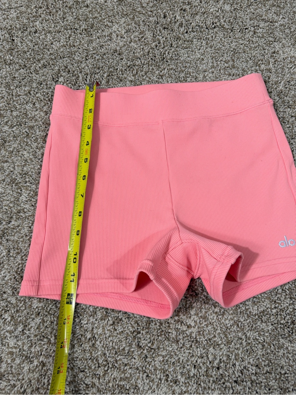 ALO Yoga Ribbed High-Rise Pink Shorts - Picture 4 of 6